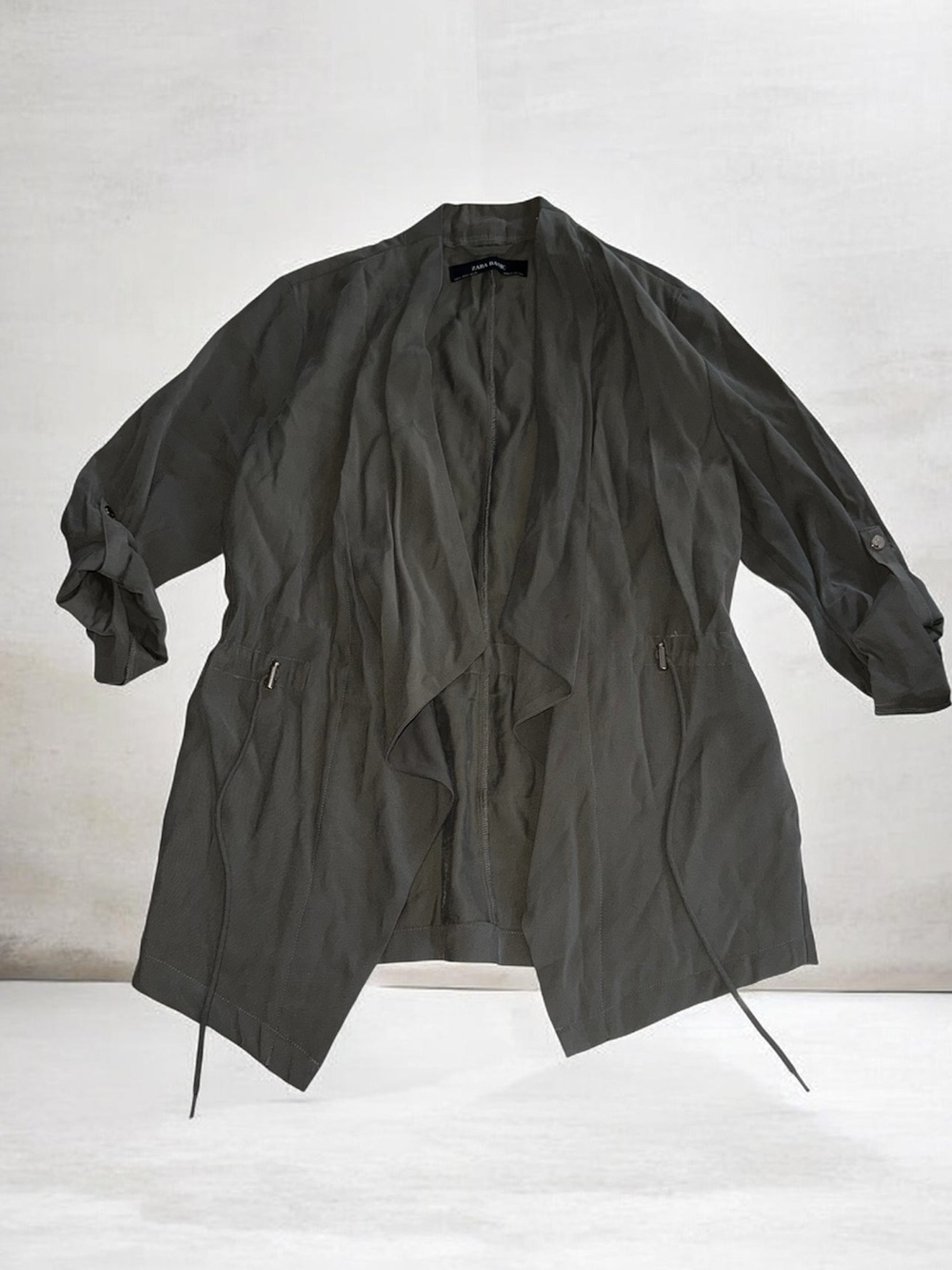 Zara Dark Olive Utility Draped Jacket for womens size S